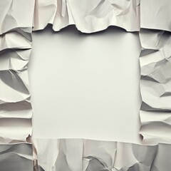 A frame made of crumpled and torn paper with a blank center