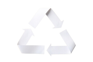 White recycling symbol for the environment, isolated on white, PNG