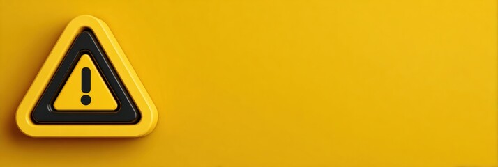 Caution Symbol Illustrates Safety Warning on Bright Yellow Background for Alerting Individuals About Possible Dangers