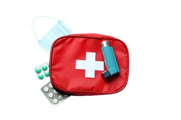 Vital health emergency supplies, isolated on white, PNG