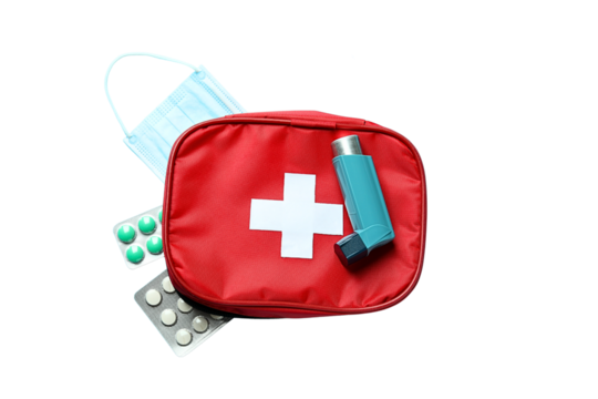 Vital health emergency supplies, isolated on white, PNG