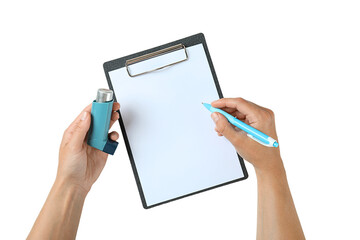 User prepares to record breathing info, isolated on white, PNG