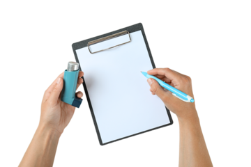 User prepares to record breathing info, isolated on white, PNG