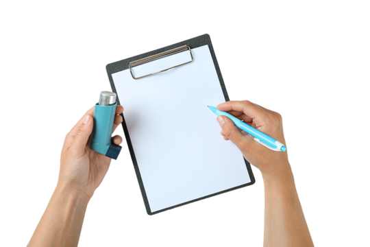 User prepares to record breathing info, isolated on white, PNG