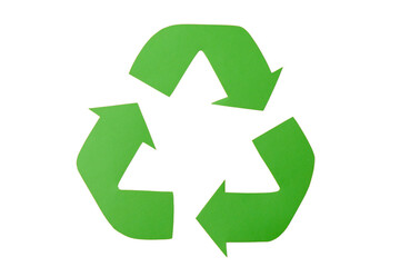 Eco-friendly green recycling symbol, isolated on white, PNG