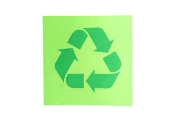 Vibrant green recycling symbol graphic, isolated on white, PNG