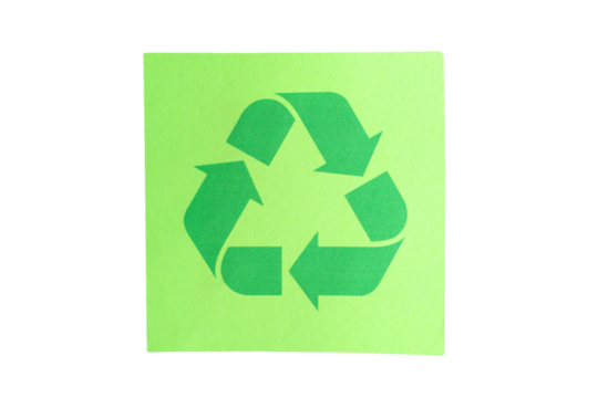 Vibrant green recycling symbol graphic, isolated on white, PNG - Powered by Adobe