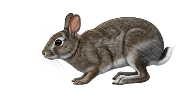Detailed Illustration of a Grey Rabbit in Profile View