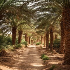 Obraz premium Palm tree avenue in the desert