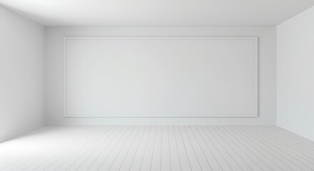 Fototapeta premium White room with screen in wall and floorboards