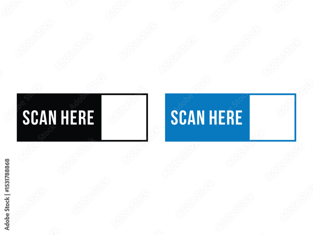 Poster abstract scan here design, barcode vector illustration, isolated on transparent background