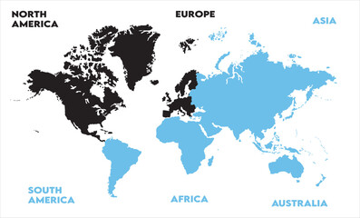 Minimalist map-02, modern world map graphic, Countries Silhouettes Stock Illustrations, Vectors