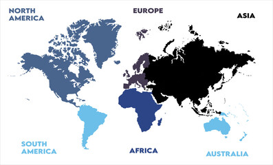 Fototapeta premium Minimalist map-03, modern world map graphic, Countries Silhouettes Stock Illustrations, Vectors
