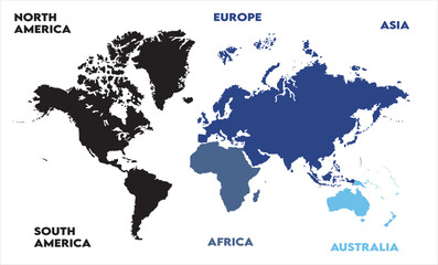 Minimalist map-09, modern world map graphic, Countries Silhouettes Stock Illustrations, Vectors