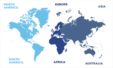 Naklejka premium Minimalist map-15, modern world map graphic, Countries Silhouettes Stock Illustrations, Vectors