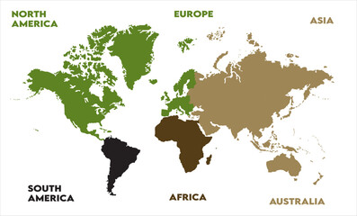 Physical map-01, modern world map graphic, Countries Silhouettes Stock Illustrations, Vectors