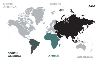 Watercolor map-10, modern world map graphic, Countries Silhouettes Stock Illustrations, Vectors
