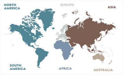 Naklejka premium World map graphics-09, modern world map graphic, Countries Silhouettes Stock Illustrations, Vectors