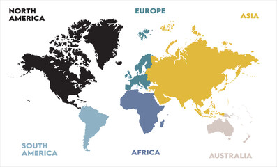 World map graphics-11, modern world map graphic, Countries Silhouettes Stock Illustrations, Vectors