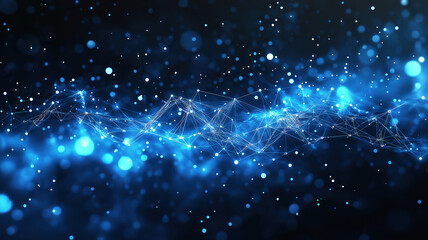 Blue Digital Space With Futuristic Connected Computers Showing High Speed Data Transmission