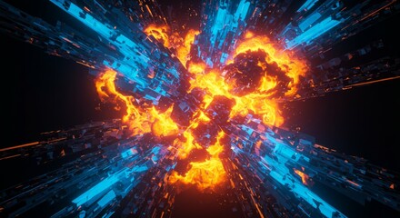 Abstract explosion of vibrant energy, radiating outwards