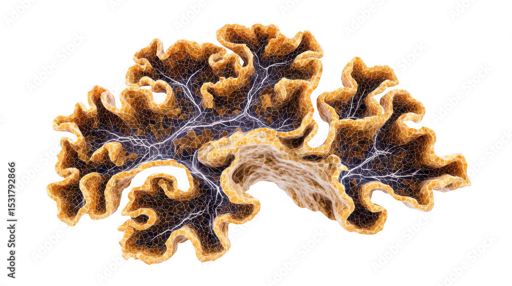 Poster microscopic view of alzheimer's disease beta amyloid plaque growing and accumulating in brain tissue
