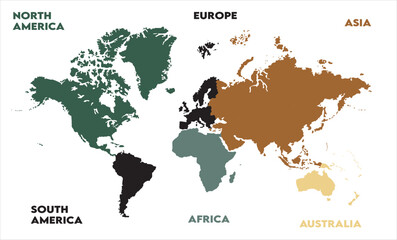 World map Illustration-08, modern world map graphic, Countries Silhouettes Stock Illustrations, Vectors