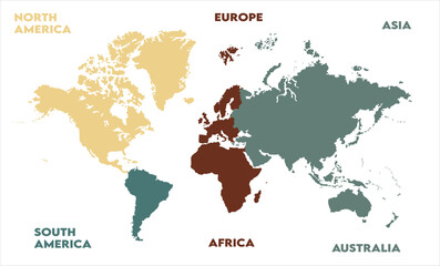 Fototapeta premium World map Illustration-15, modern world map graphic, Countries Silhouettes Stock Illustrations, Vectors