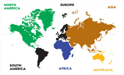 Naklejka premium World map Images-08, modern world map graphic, Countries Silhouettes Stock Illustrations, Vectors