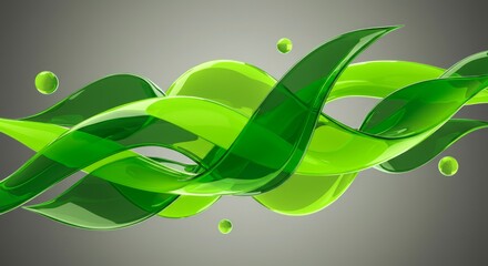 Abstract swirling green shapes