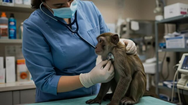 Monkey Medical Exam: Veterinarian Care and Animal Health
