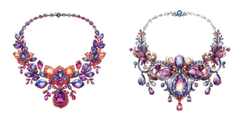 beautiful necklace jewelry watercolor vector illustration