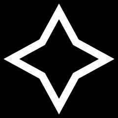 A four pointed star on a black background