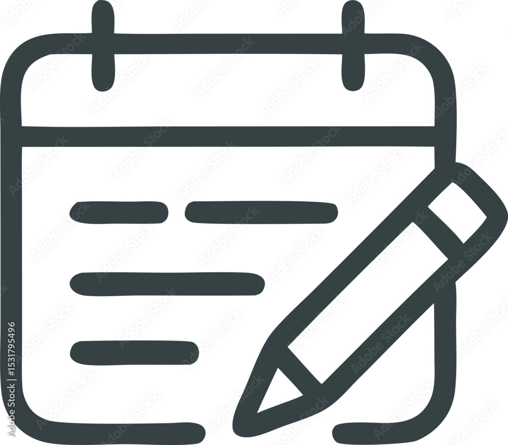 Aufkleber icon vector illustration of a calendar icon with a pencil for scheduling and planning tasks efficien