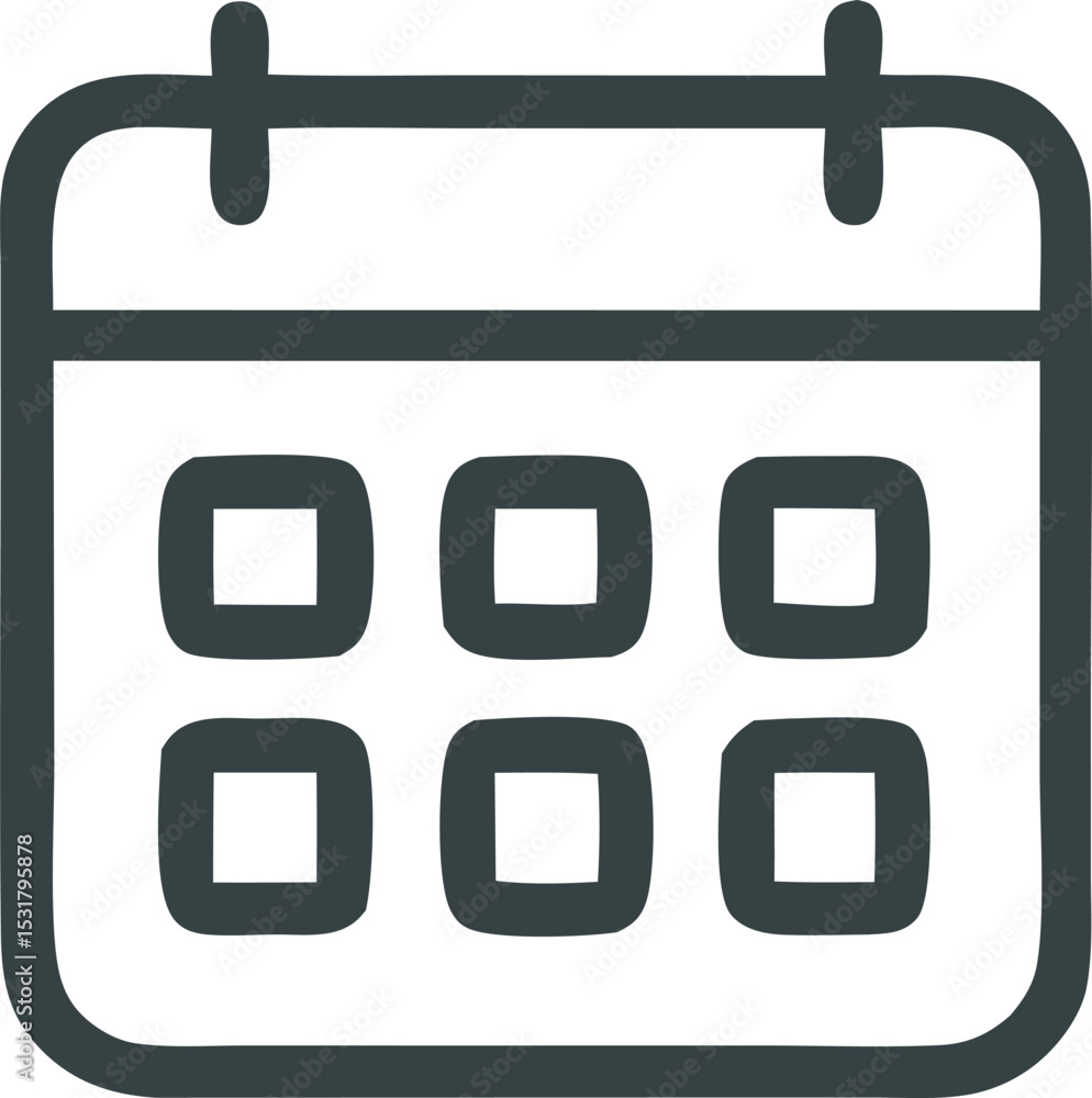 Aufkleber icon calendar icon design with rounded squares representing days, a simple and clean vector illustra