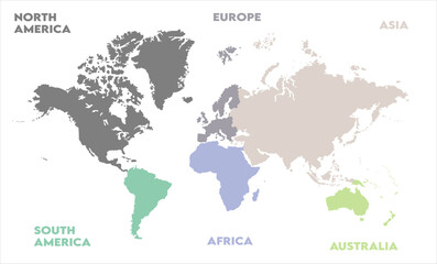 Naklejka premium World map-05, modern world map graphic, Countries Silhouettes Stock Illustrations, Vectors
