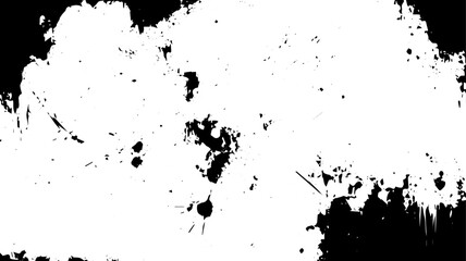 Grunge Ink Splatter Background, Distressed Black Paint Texture on White Canvas