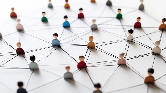 Diverse groups connected in networks on white background. Symbolizes unity and social media connections.