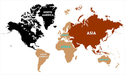 Digital world map vector-07,  world map, modern world map graphic, Countries Silhouettes Stock Illustrations, Vectors
