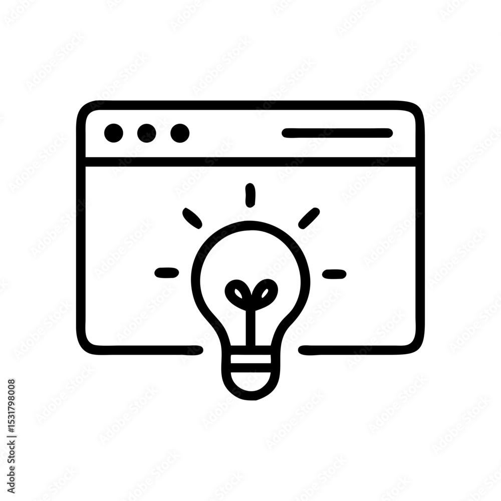Poster webpage icon with light bulb representing creative idea concept