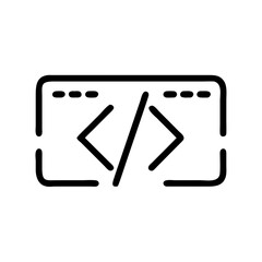 Linear icon representing HTML symbol for web design tools  
