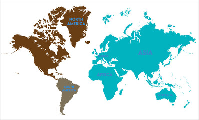 Editable world map vector-15,  world map, modern world map graphic, Countries Silhouettes Stock Illustrations, Vectors