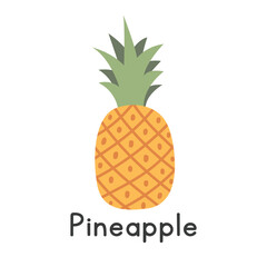 Pineapple flat vector illustration. Pineapple cartoon clipart style isolated on white background. Common fruit concept