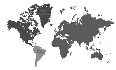 Grayscale world map vector-15,  world map, modern world map graphic, Countries Silhouettes Stock Illustrations, Vectors