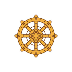 flat vector icon of religious festival asalha puja, Wheel of Dharma, suitable for design and infographic applications