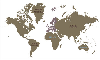 Minimalist world map vector-02,  world map, modern world map graphic, Countries Silhouettes Stock Illustrations, Vectors