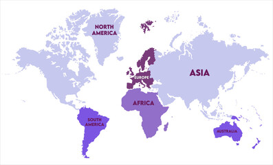 Naklejka premium Physical world map vector-06, world map, modern world map graphic, Countries Silhouettes Stock Illustrations, Vectors