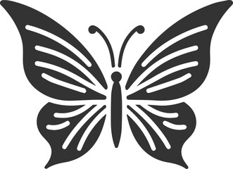 Vector illustration of a butterfly black drawing silhouette