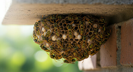 Wasp Nest with European Wasps