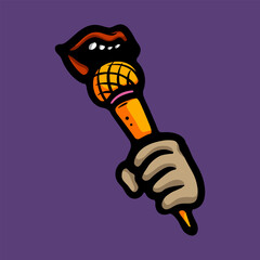 Singer cartoon vector illustration